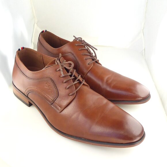 Tommy Hilfiger soli lace up medium brown men\'s faux leather oxfords size 11 main image 9